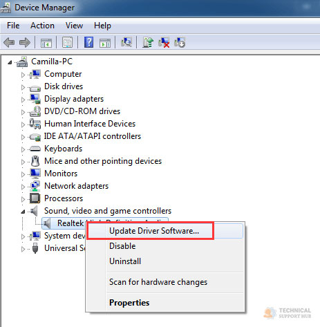 download and install audio output device win7
