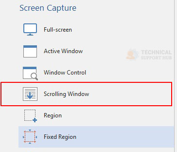 no scrolling option in snagit 12 with windows 10