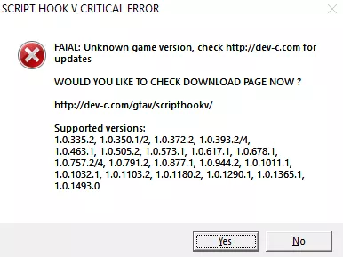 Script Hook V Critical Error in GTA 5